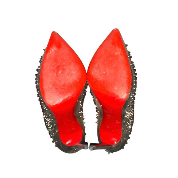 Christian Louboutin Escarpic Gold Spiked Studded Pumps Heels Red Bottoms 37.5 - Picture 4 of 8